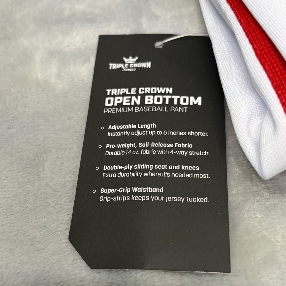 Champro Triple Crown Baseball Pants Adjustable Red Piped Open Bottom Mens Medium - Picture 4 of 5